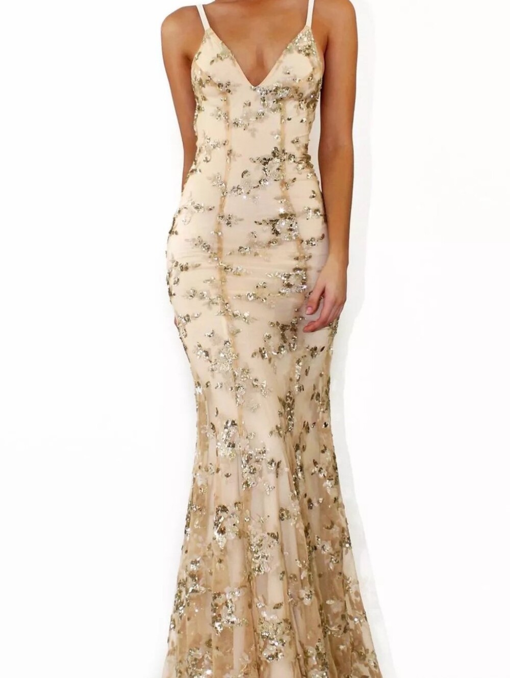Full Size Sequin Tie Back V-Neck Maxi Dress Plus Size